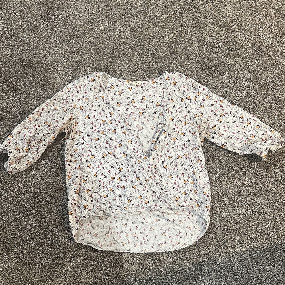 Jane and Delancey Floral Print Blouse - White and Multicolor